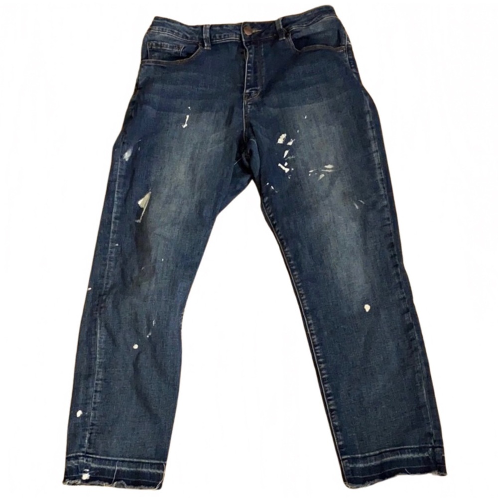 Nanette Lepore high waisted cropped distressed Mom Jeans with fringe size 12 - Picture 12 of 12